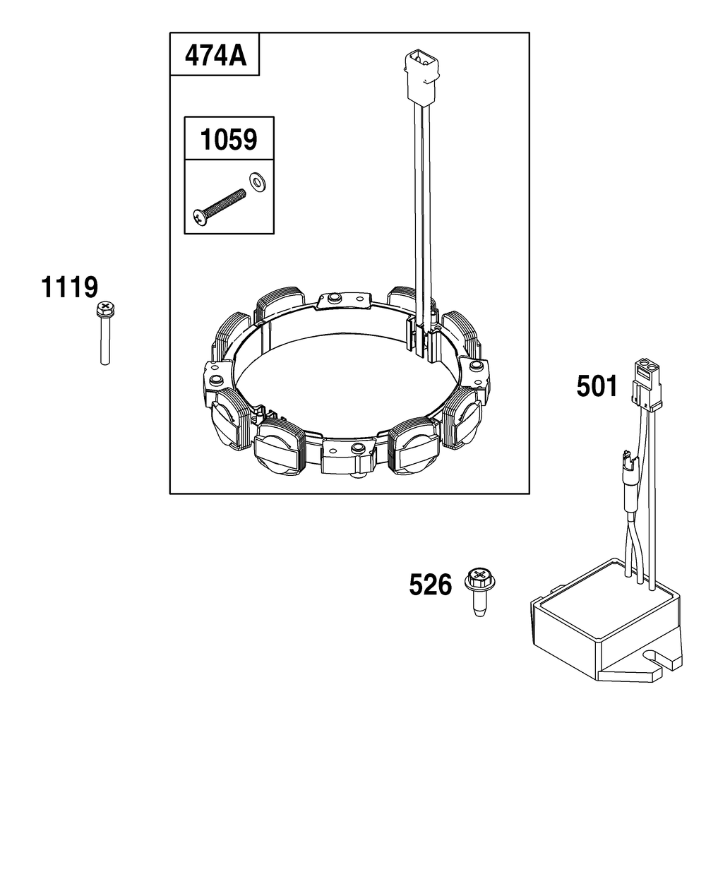 Alternator Group Diagram and Parts List for 356777-0147-B5 200000 - 399999 Briggs and Stratton Engine